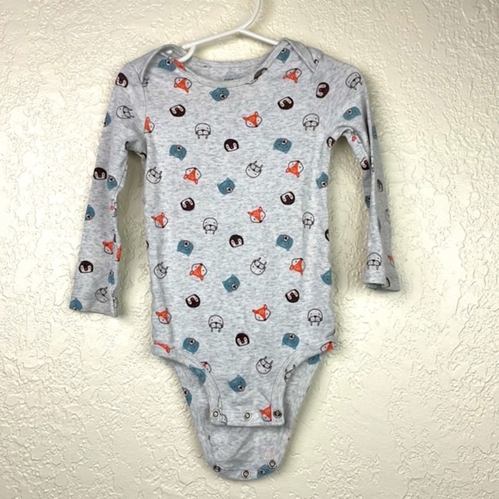 Carter's animals long sleeve grey onsie 24 months